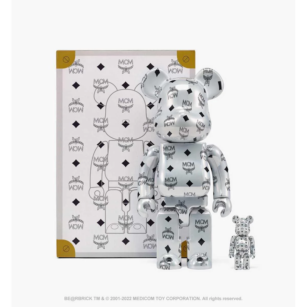BE@RBRICK MCM WHITE CHROME Ver 100％ 400％ MEDICOM TOY 2022 Hobby Limited Edition - Image 2