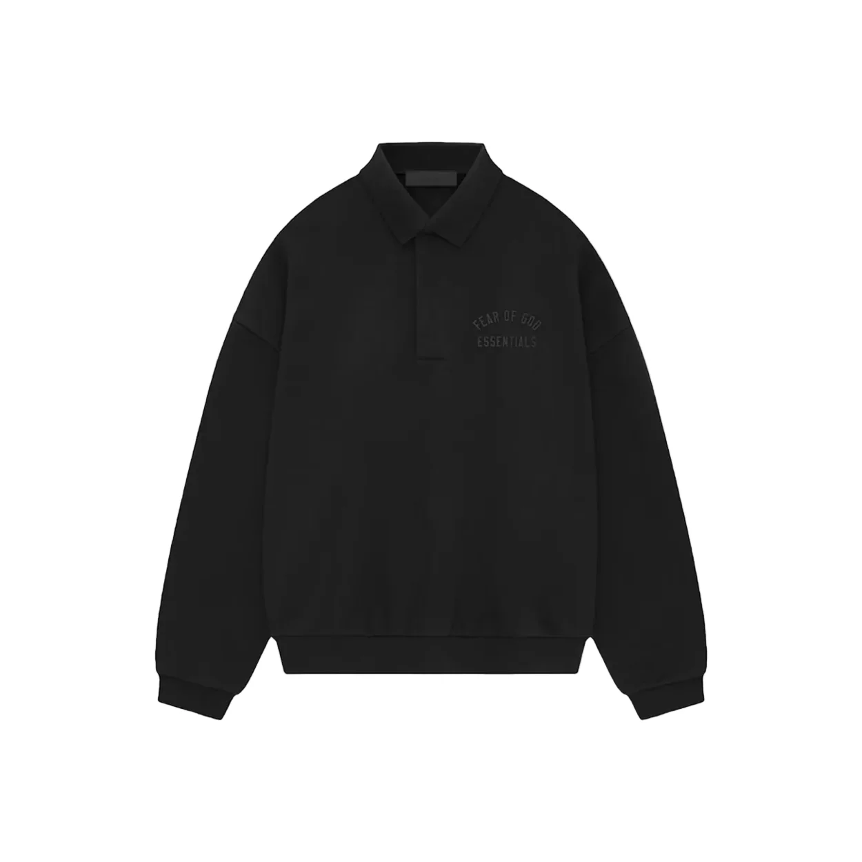 Fear Of God Essentials Fleece L/S Polo 'Jet Black'