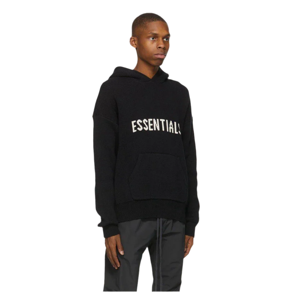 Fear of God Essentials SS21 Knit Hoodie 'Black' - Image 2