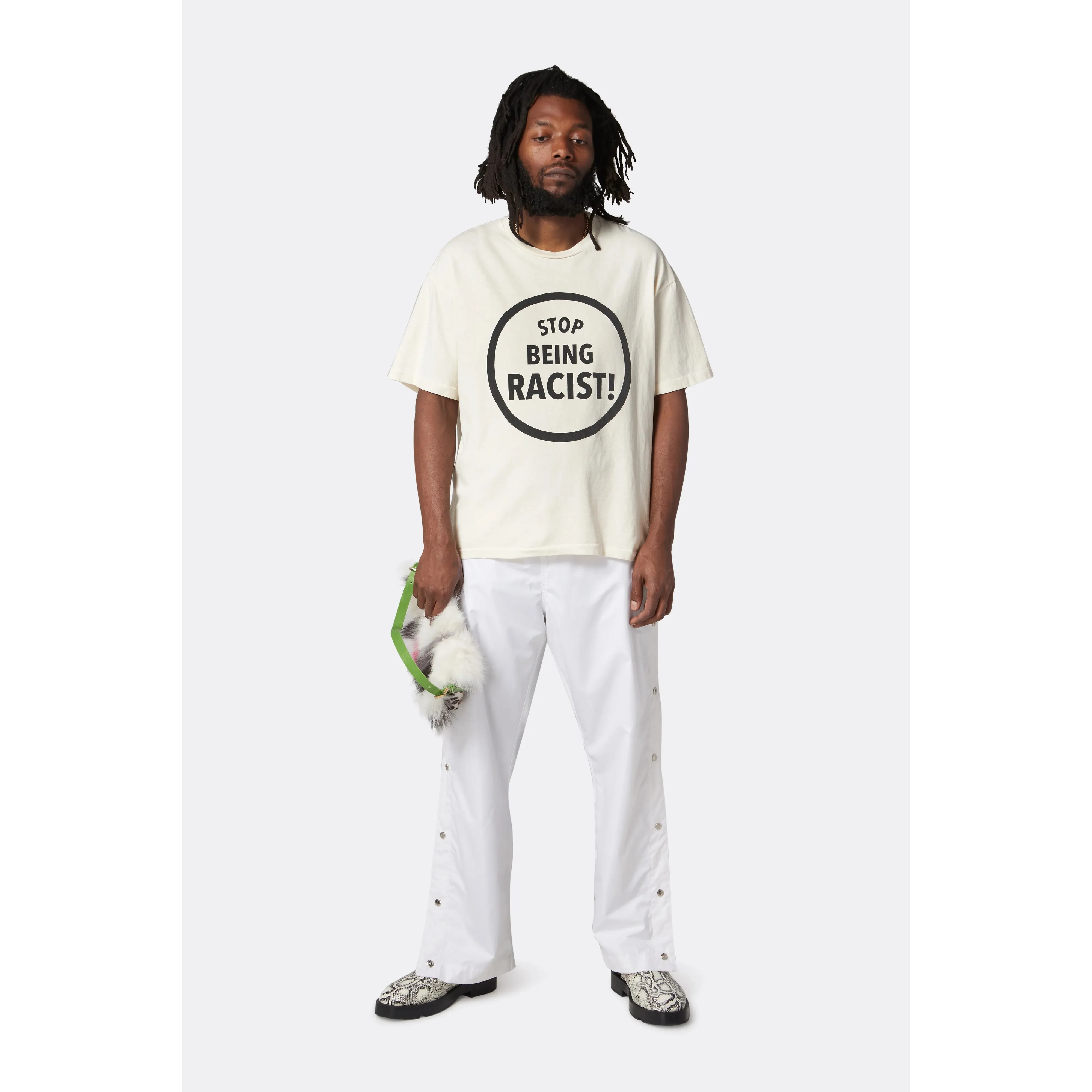 Gallert Dept. Stop Being Racist Tee 'Cream' - Image 3