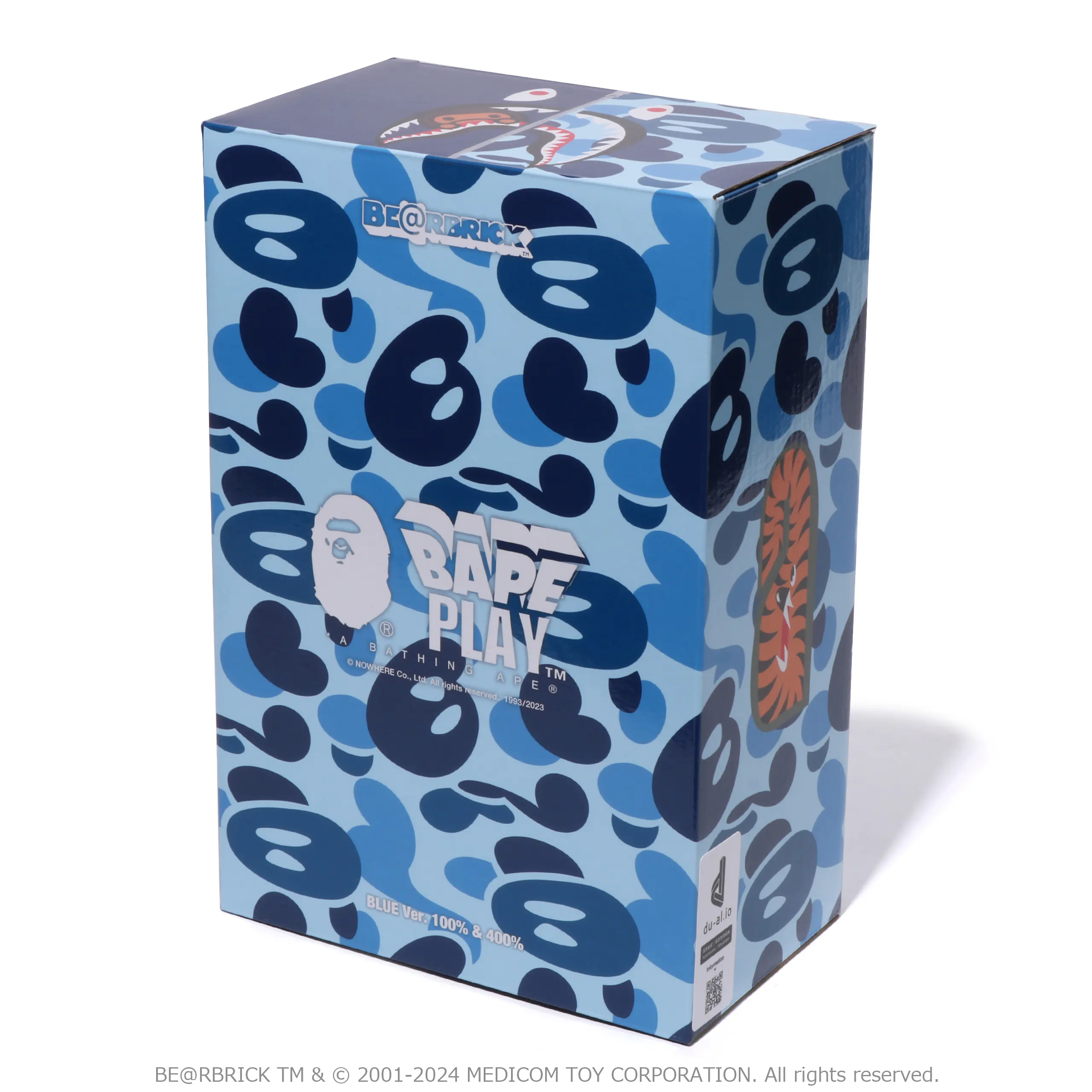 MEDICOM BE@RBRICK x Bape Baby MILO® Camo Shark 'Blue' 400% + 100% Figures - Image 4
