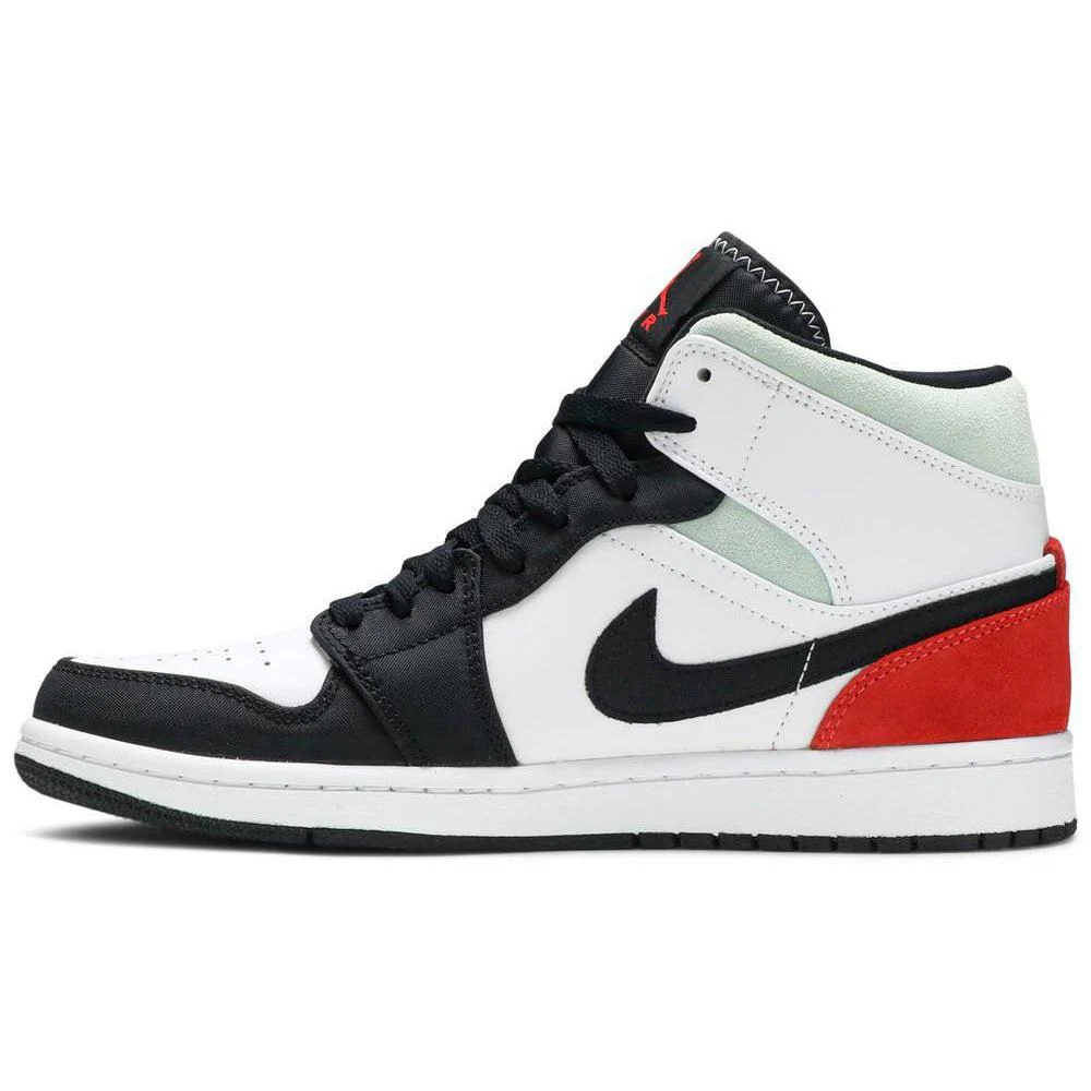 Nike Jordan 1 Mid SE White Black Red Spruce (GS) - Image 2