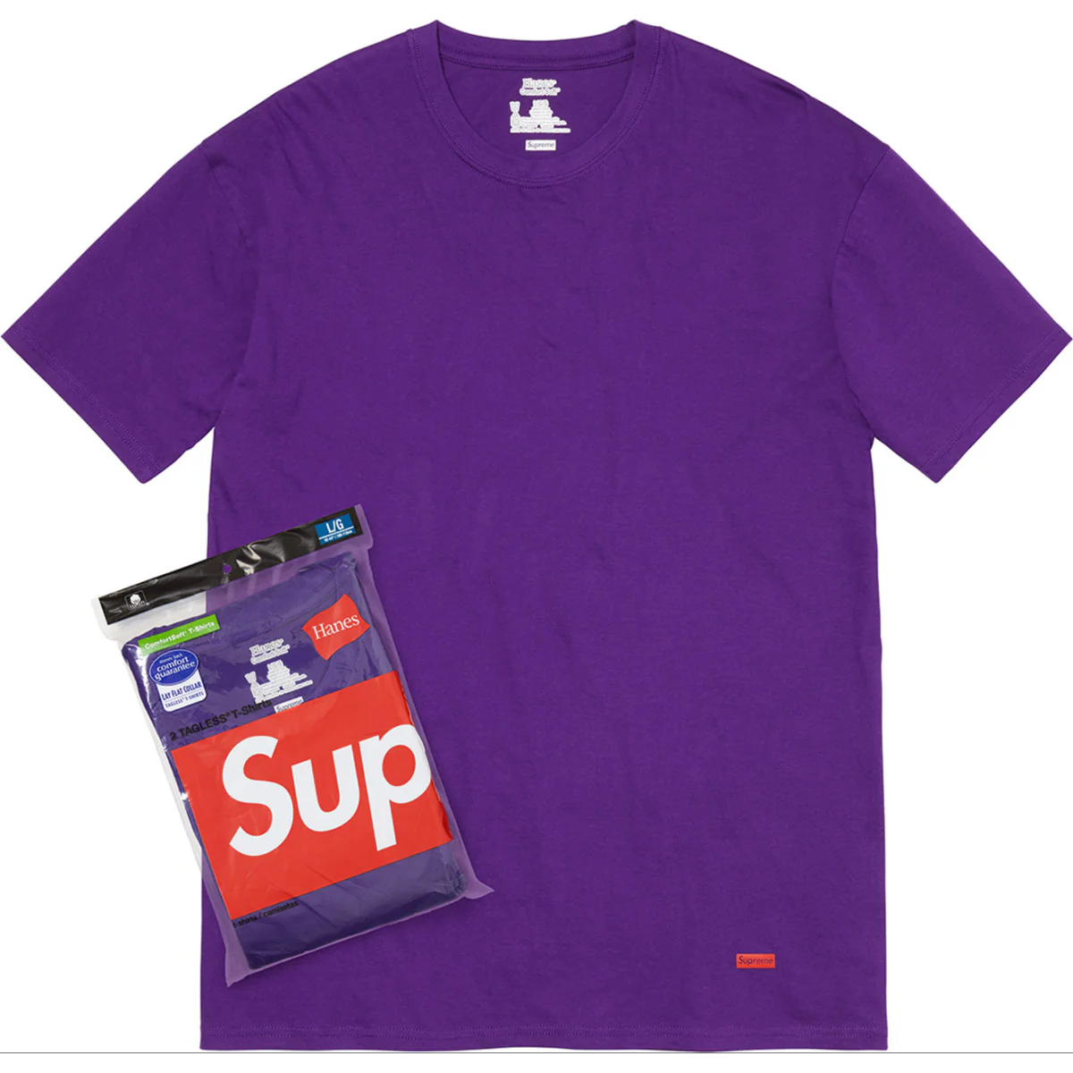 Supreme Hanes Tagless T-Shirts 'Purple' (2 Pack)