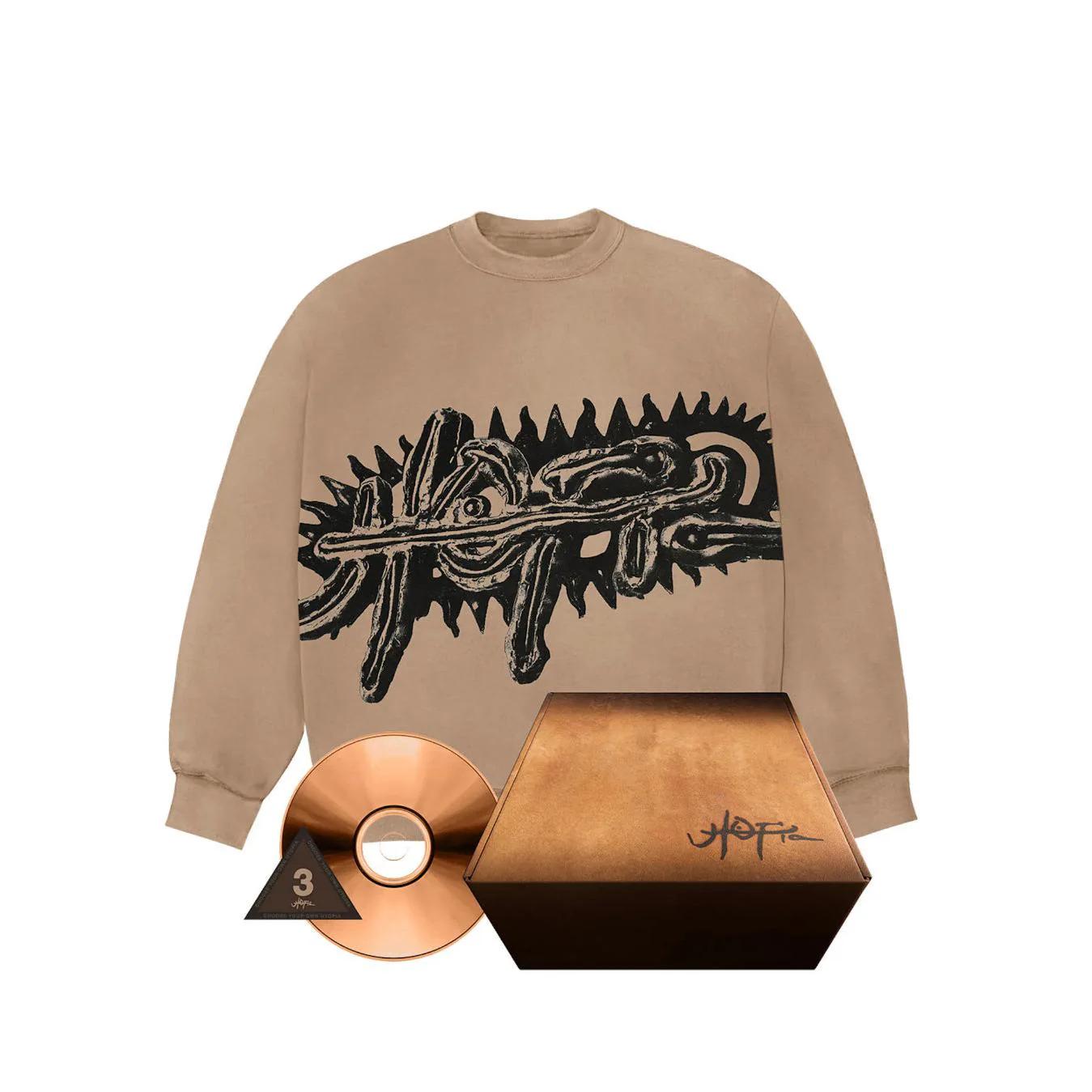 Travis Scott Utopia A3 Box Set Pack Light Brown crewneck