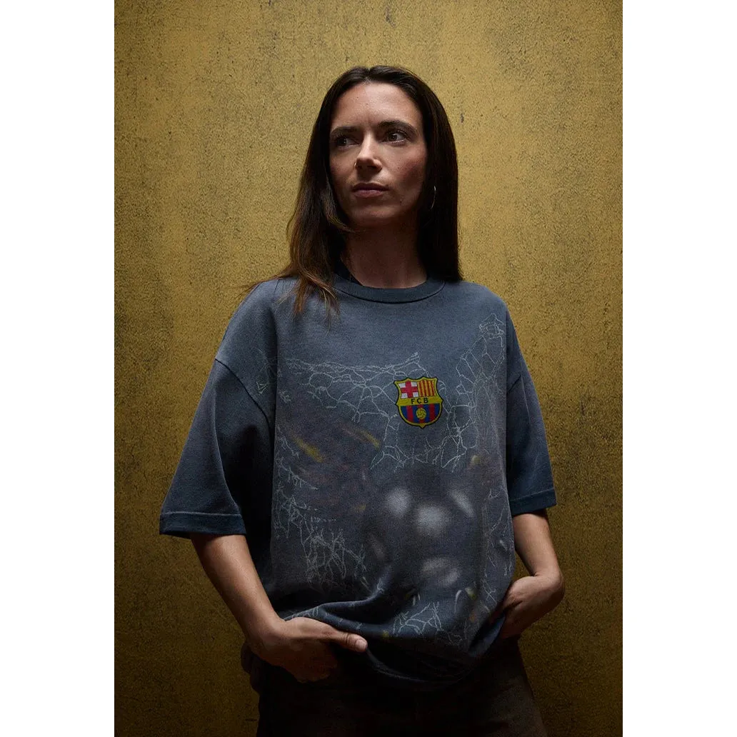 Travis Scott x FC Barcelona Washed Spray Logo T-Shirt 'Black' - Image 4