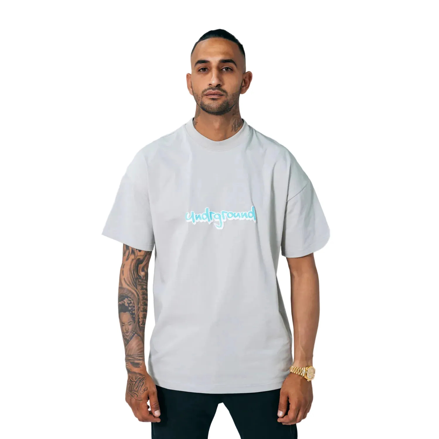 Undrground Puff Print T-Shirt 'Off Grey'