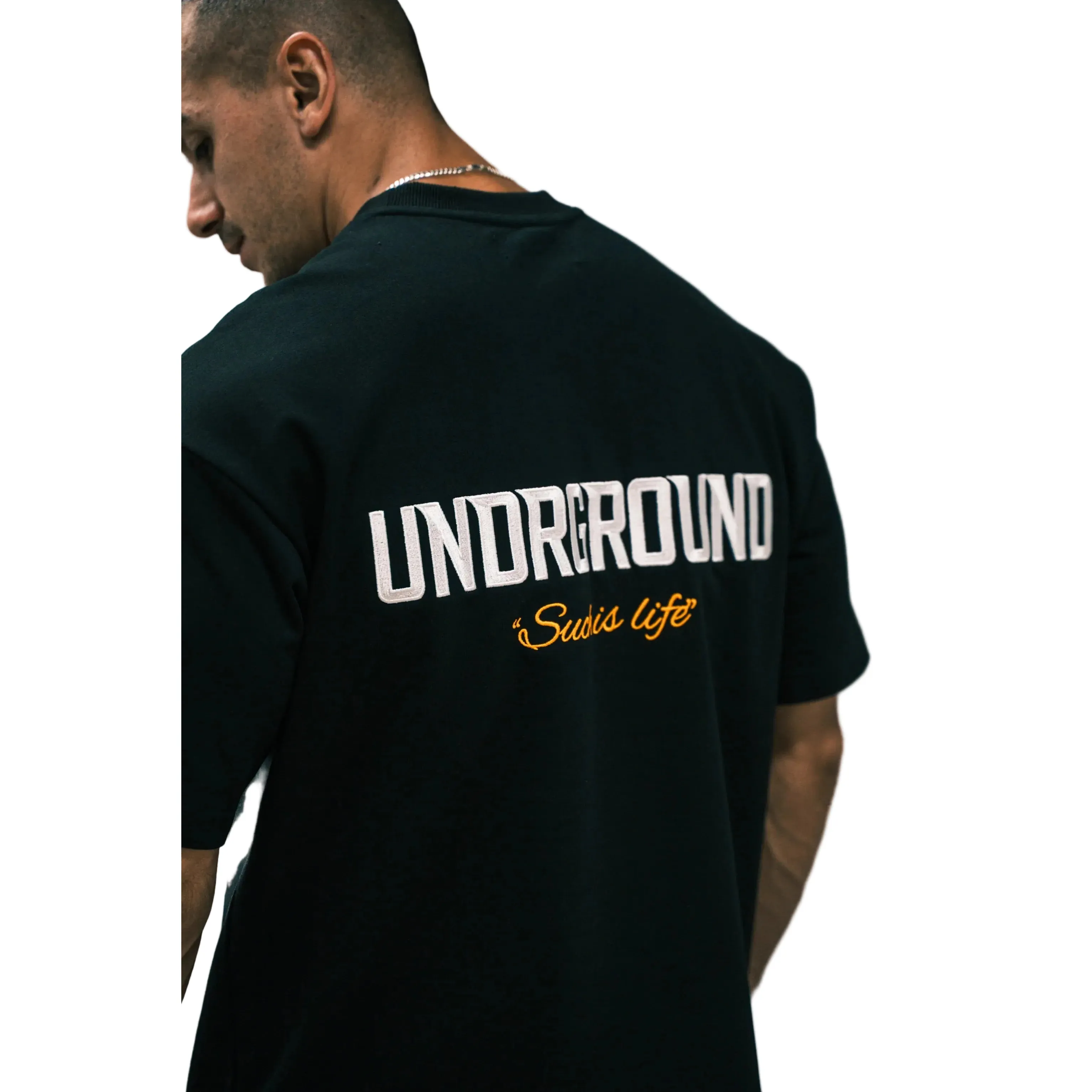 Undrground Such Is Life Relaxed Fit T-Shirt 'Black Orange' - Image 2